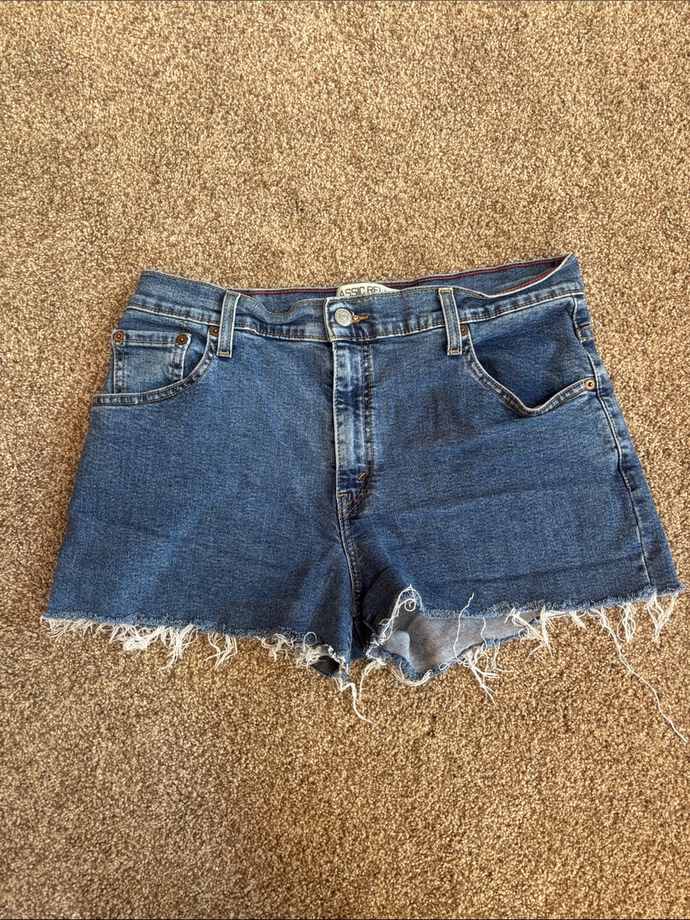 Levi's Dark Blue Raw Hem Denim Shorts - Women